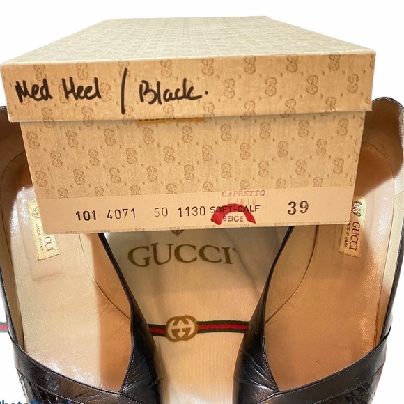 Vintage ‘80s Gucci Pumps Snakeskin Accent Dust Bag - Picture 8 of 10